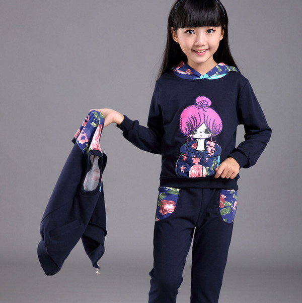 SportStyleThreePiecesPrintedBowSweatshirtsKidsSuits-YHK090825