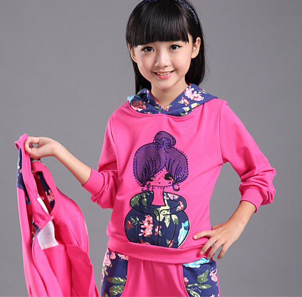 SportStyleThreePiecesPrintedBowSweatshirtsKidsSuits-YHK090825