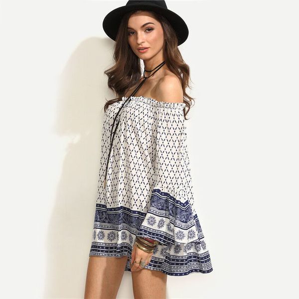 SummerBoatNeckPrintShortCasualDresses-TZK090154