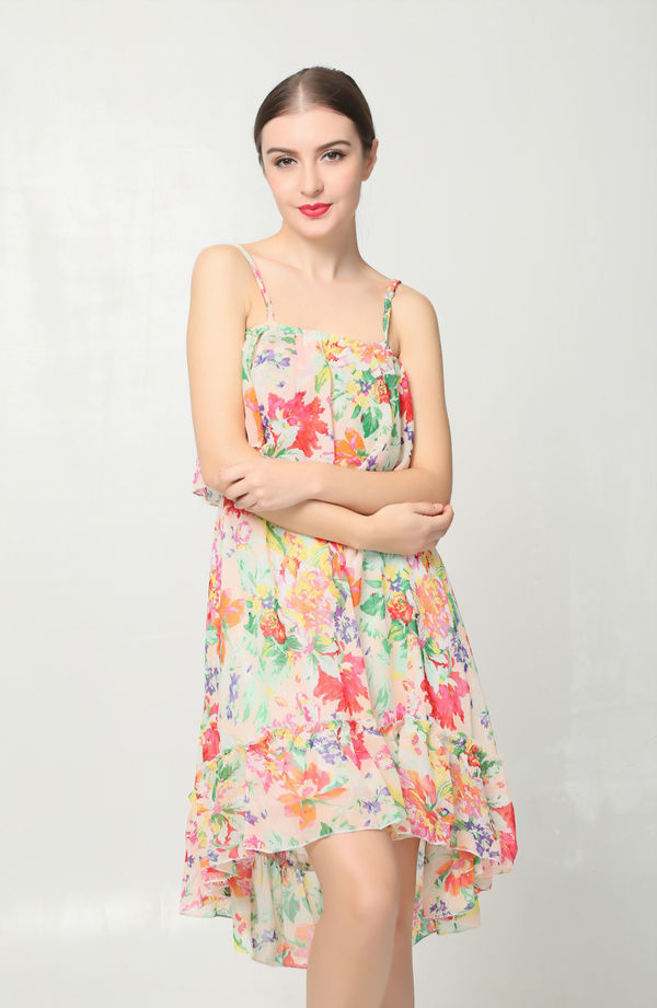 SummerBohemianFloralPrintSpaghettiStrapChiffonSundress-XFE090248