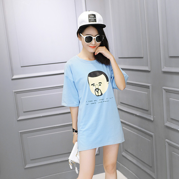 SummerCasualCartoonPrintedLongT-Shirt-HYK042633