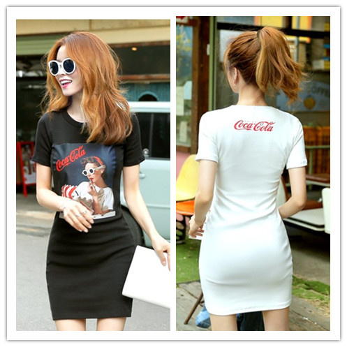 SummerCasualPrintedShortSleeveLongT-Shirt-HYK051805