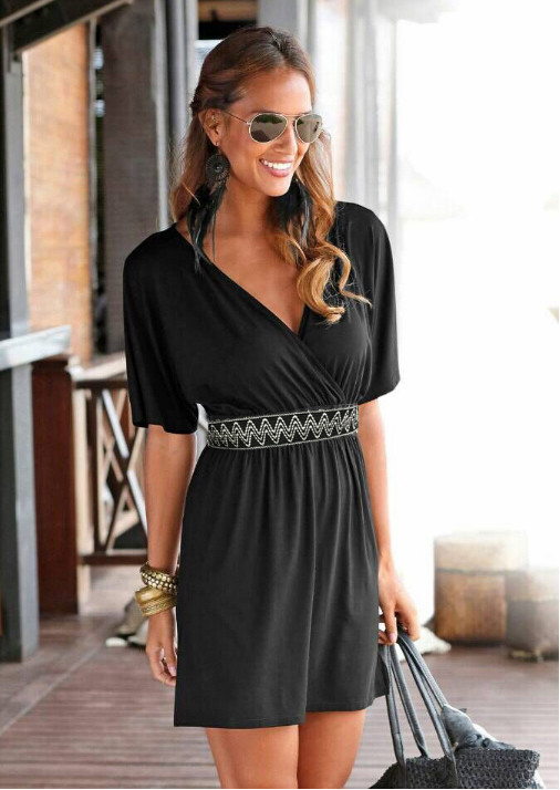 SummerCheapSexyVNeckBlackShortDresses-TFK082216BA