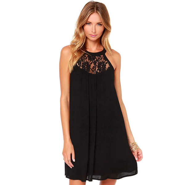 SummerLacePatchworkOffShoulderLittleBlackDress-TZK081239BA