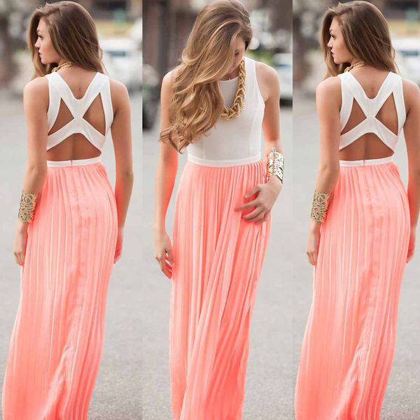 SummerSexyHollowOutChiffonPinkLongDresses-TZK081516PN