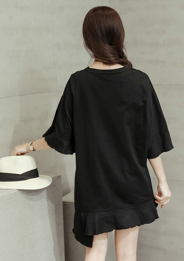 SummerSolidCrewNeckShortCasualDress-TFK051929