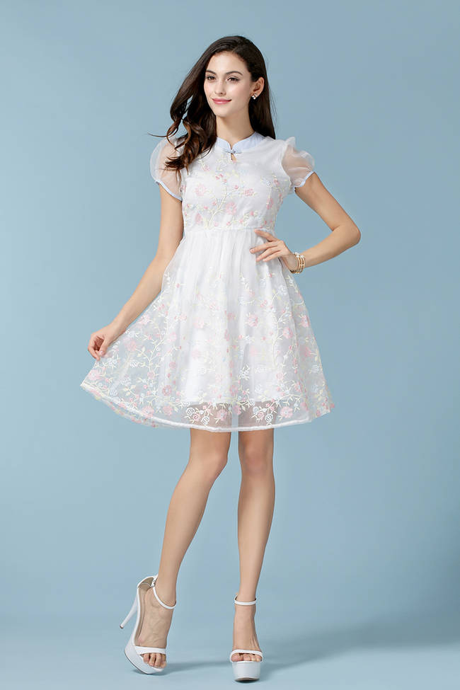 SummerStereoDesignEmbroideryFloralSplicingDressForWomen-XHE072937