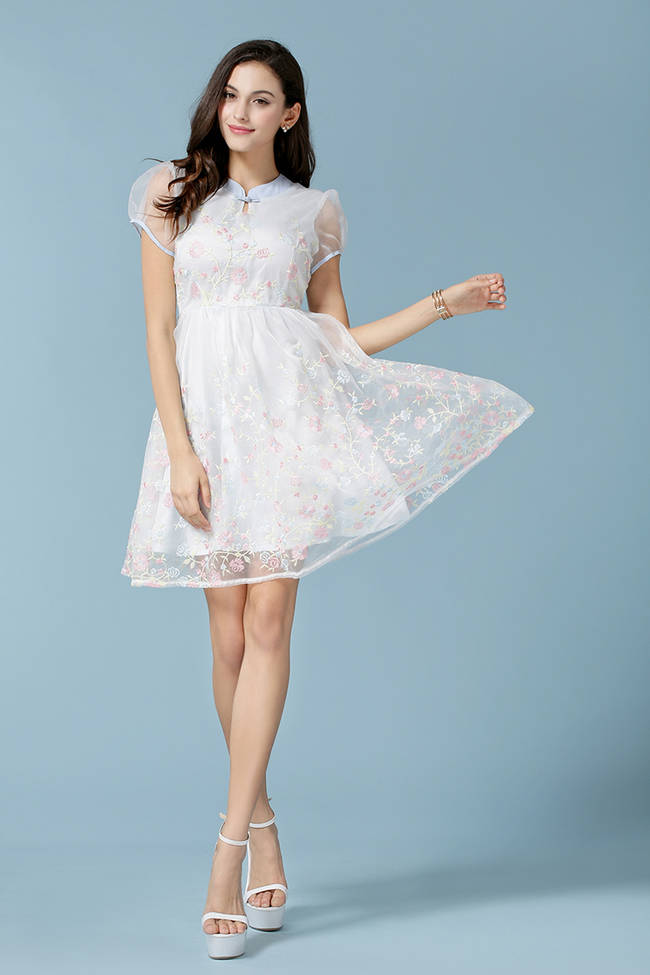 SummerStereoDesignEmbroideryFloralSplicingDressForWomen-XHE072937