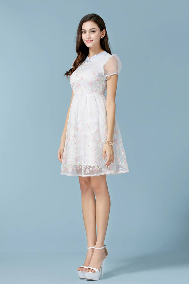 SummerStereoDesignEmbroideryFloralSplicingDressForWomen-XHE072937
