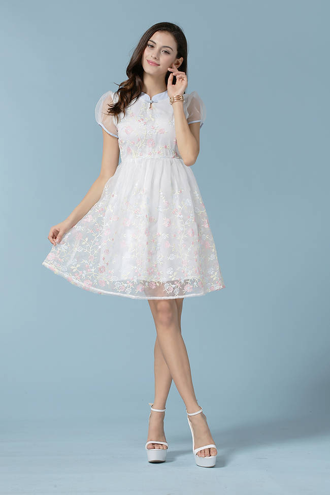 SummerStereoDesignEmbroideryFloralSplicingDressForWomen-XHE072937