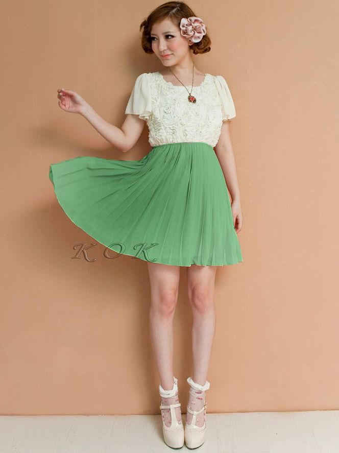 SummerWomensFashionRoundNeckChiffonPatchDress-NL052819