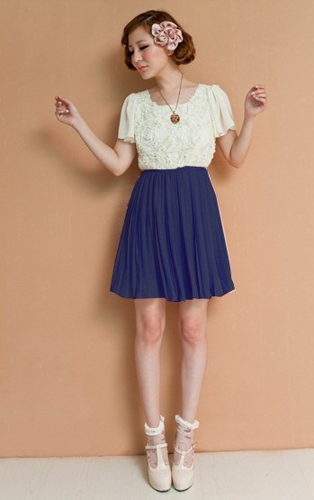 SummerWomensFashionRoundNeckChiffonPatchDress-NL052819