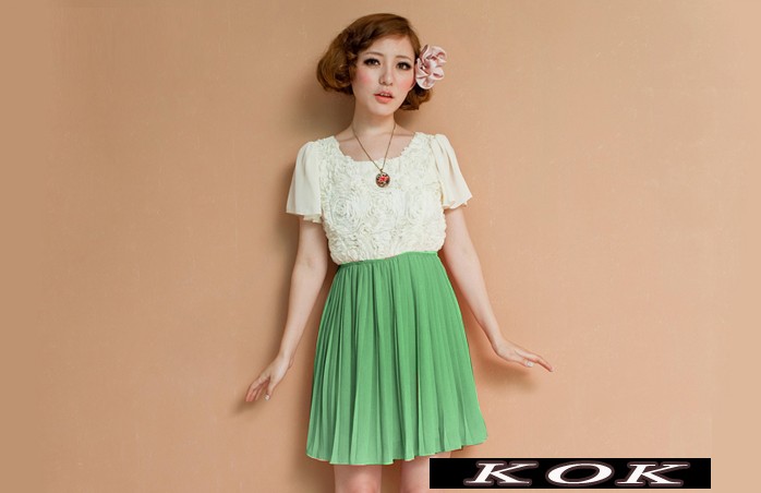 SummerWomensFashionRoundNeckChiffonPatchDress-NL052819