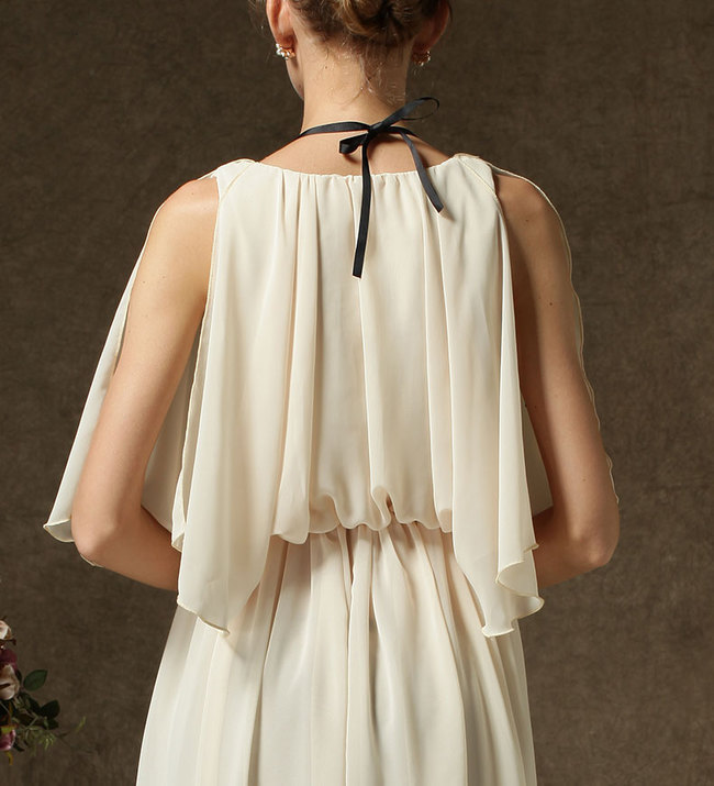 SuperiorQualityChiffonDressElegantSeductivePureColorRoundNeckOffShoulderWomenEveningPartyDress-YMT082631AR