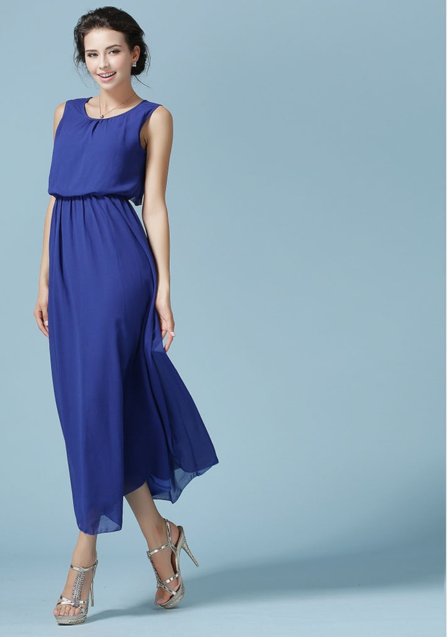 WholesaleBlueMaxiDressForWomenElegantCheapSundress-ZME070804BU