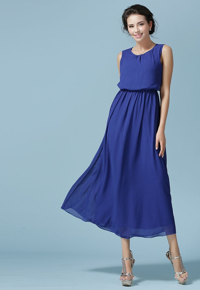 WholesaleBlueMaxiDressForWomenElegantCheapSundress-ZME070804BU