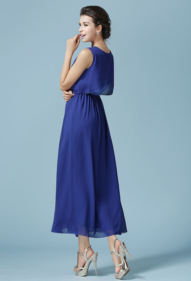 WholesaleBlueMaxiDressForWomenElegantCheapSundress-ZME070804BU