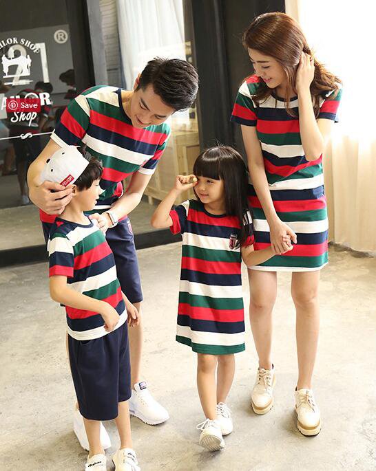 WholesaleFamilySuitsStripedONeckTShirtDress-CMK070516