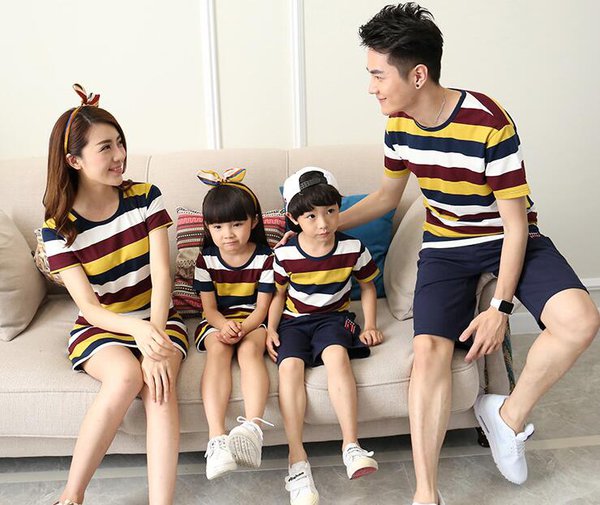 WholesaleFamilySuitsStripedONeckTShirtDress-CMK070516