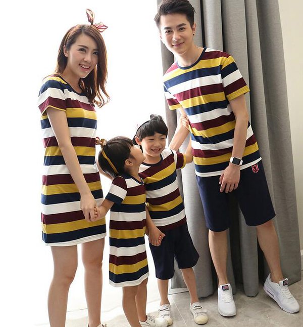 WholesaleFamilySuitsStripedONeckTShirtDress-CMK070516