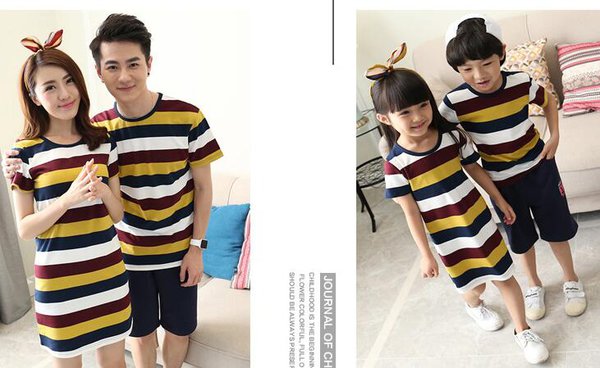 WholesaleFamilySuitsStripedONeckTShirtDress-CMK070516