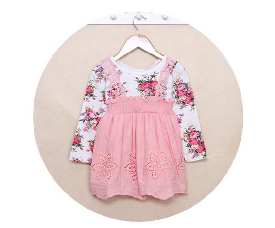 WholesaleFloralONeckGirlsDress-YMK082580