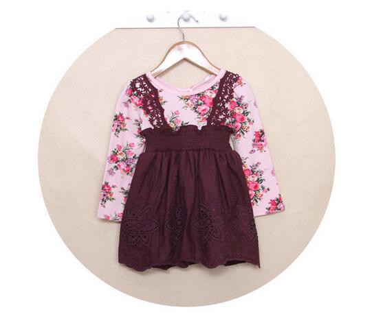 WholesaleFloralONeckGirlsDress-YMK082580