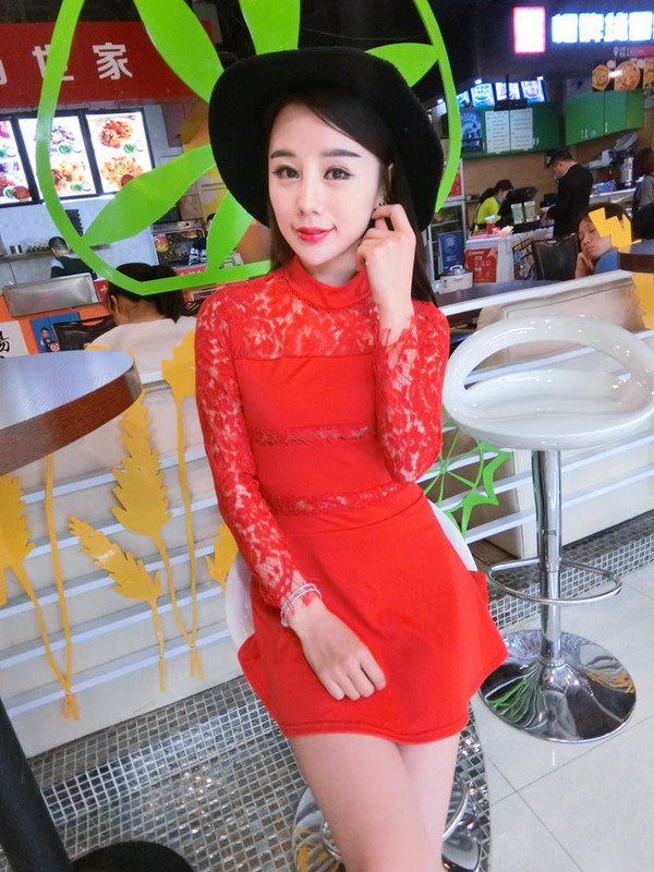 WholesaleKoreanLacePatchworkSexyDresses-ZFK081729