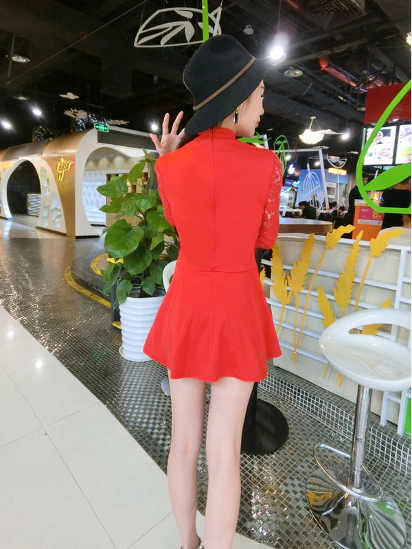 WholesaleKoreanLacePatchworkSexyDresses-ZFK081729