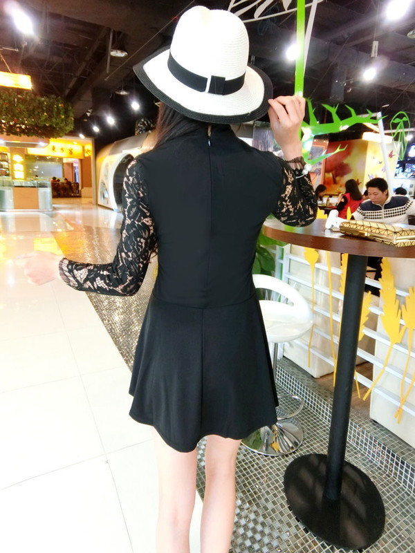 WholesaleKoreanLacePatchworkSexyDresses-ZFK081729