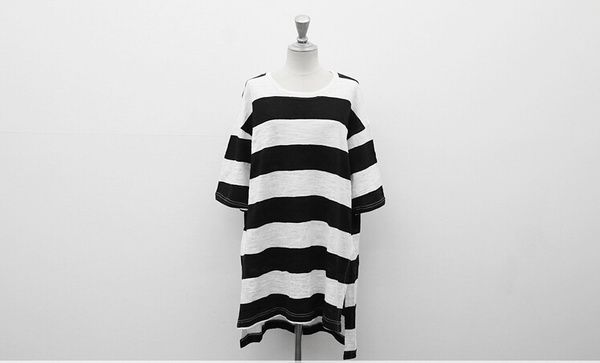 WholesaleKoreanStripedLooseWomenT-Shirt-HYK051940