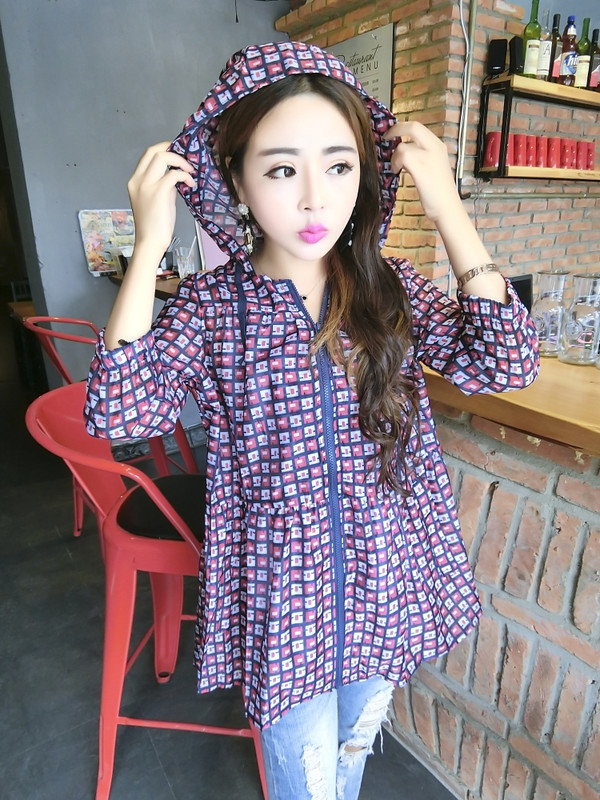 WholesaleKoreanSummerPlaidCardiganSunproofBlouses-AYK040645