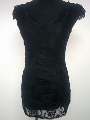 WholesaleNewStylishPureColorShortSleeveLaceDress-YL062404BA