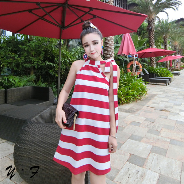 WholesaleOffShoulderStripeBandageCasualDress-TFK072641A