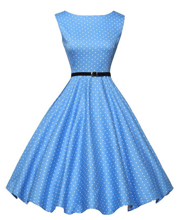 WholesalePolkaDotsSleeveless1950sStyleDresses-AFK091705