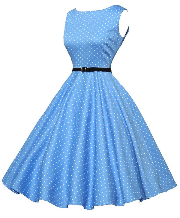 WholesalePolkaDotsSleeveless1950sStyleDresses-AFK091705