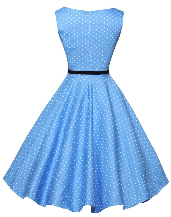 WholesalePolkaDotsSleeveless1950sStyleDresses-AFK091705