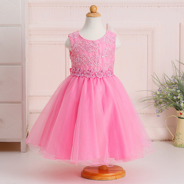 WholesaleSleevelessEmbroideryBeadingPrincessDressForGirls-CMK081861A