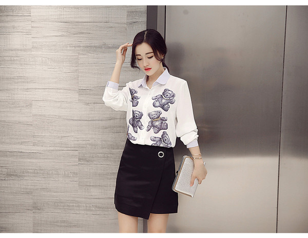 WholesaleSpringKoreanBearBeatingBlouses-AYK040238WI