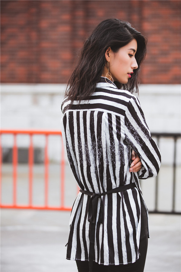 WholesaleStripedLongSleeveBlouseDesign-CMK091351