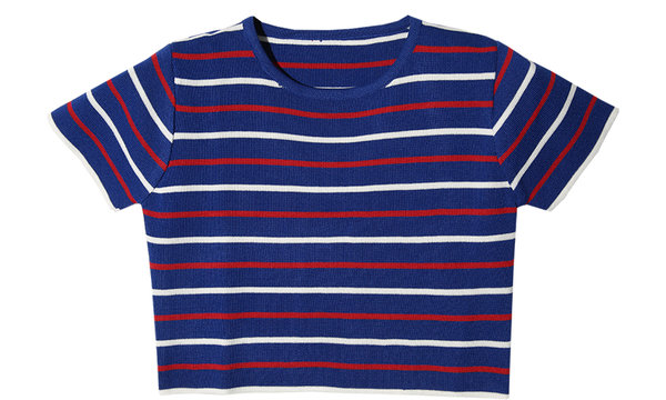 WholesaleSummerStripedKnittingTShirt-CMK061548