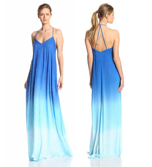 WholeslaeSexyBacklessGradientBlueStrapLongDress-TFK072011BU