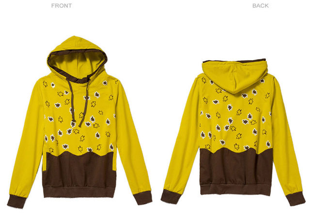 YellowFloralPrintingLongSleeveFittedHoodies-ZME083104YL